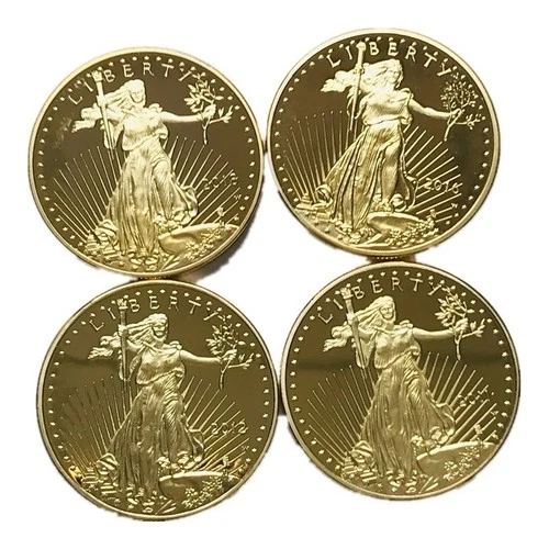 4PCS Liberty Eagle Commemorative Coins Gold Plated Souvenir Collectible Statue