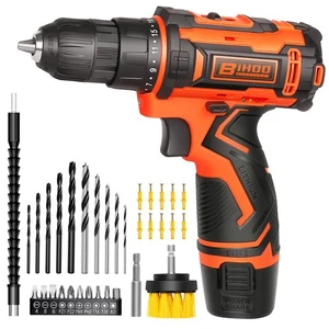 12V Cordless Drill Driver Set 3/8 Inch Keyless Chuck 43 PCS Bits Home DIY