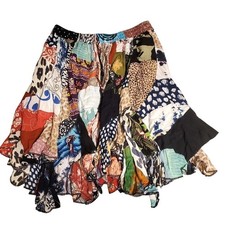 Peaceful People Multicolor Patchwork Skirt Gypsy Boho Knee Length L/XL