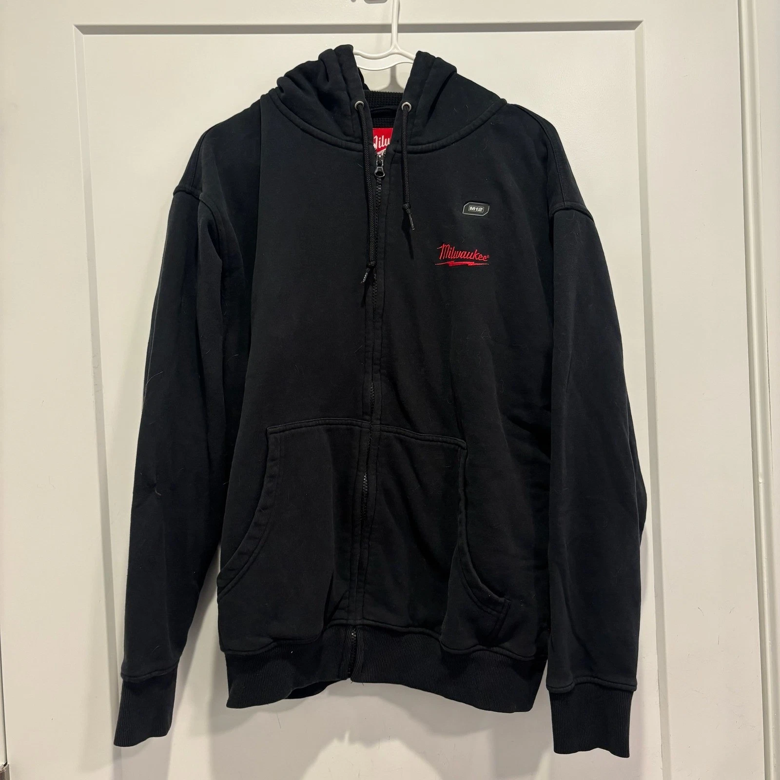 Milwaukee M12 Heated Gear Zip Up Hoodie Black Mens Workwear Thermal Lined