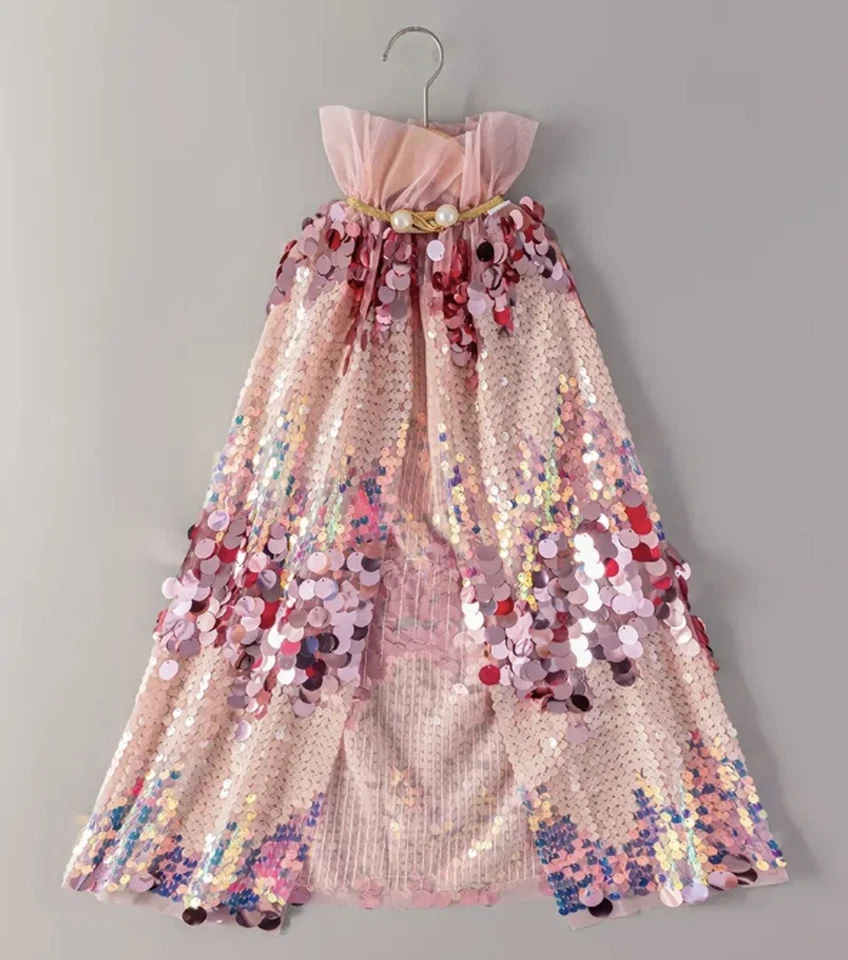 Kids Sequin Dress Up Cape, Princess, Mermaid, Sparkle Cloak, Fairy tale - Image 3 of 4