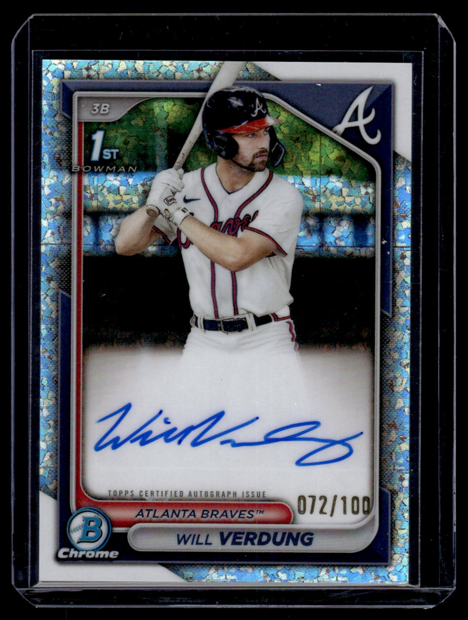 2024 Bowman Chrome 1st Auto Mini Diamond Refractor Will Verdung Auto 072/100