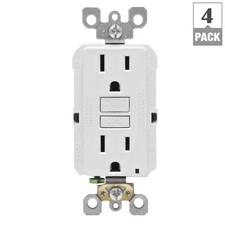 Leviton 15A GFCI Outlet Self Test Duplex 125V White 4 Pack Polycarbonate