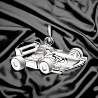 AnhäNger Rennwagen 925 Sterling Silber Matt Mattiert SilberanhäNger