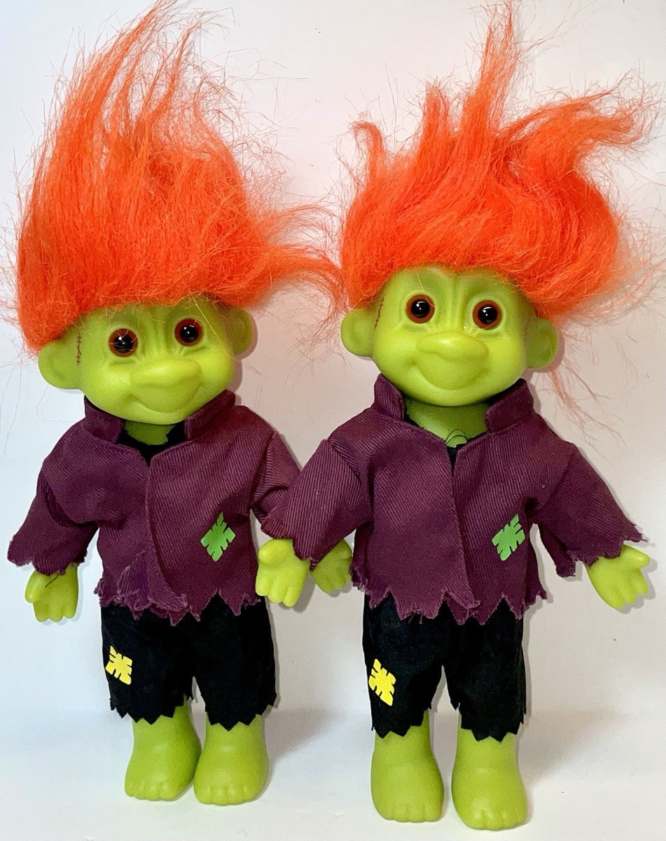 2x RUSS Troll Dolls Frankenstein Halloween Travis 7” Green Skin