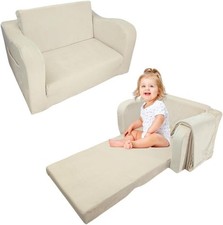 Kids Foam Couch with Blanket, Pre-Assembled 2-in-1 Convertible Sofa