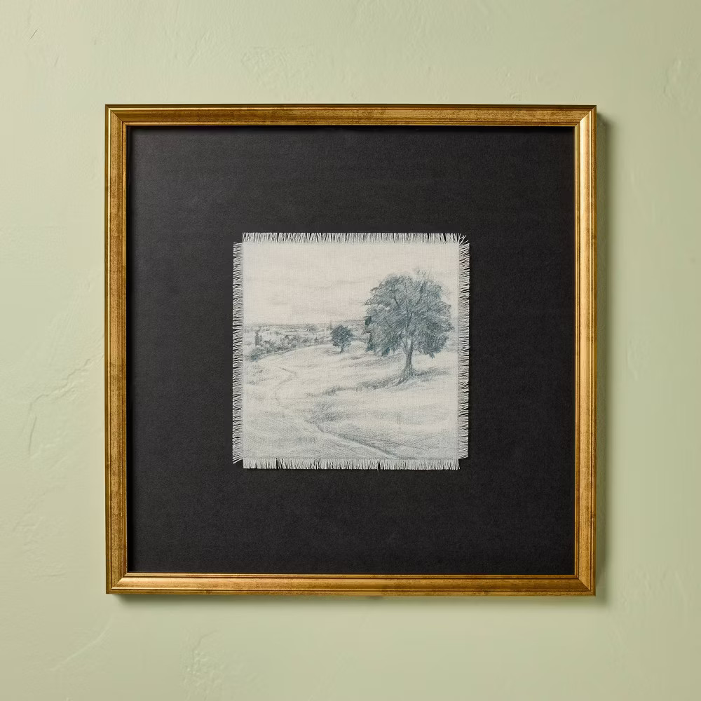 18"x18" Square Matte Black Landscape Framed Wall Art - Hearth & Hand