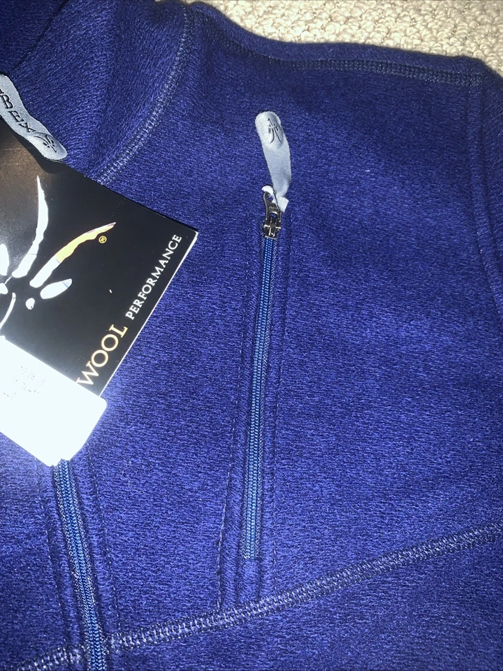 Ibex Men's Medium Navy 100% Merino Wool Quarter Zip Sweater New - Image 3 of 4