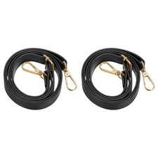 51" Leather Purse Strap Replacement Silver Buckle for Handbag 2 Pack, Black 