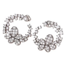 New Filled Women Wedding Drop Earrings Flower Hoop Earrings Women Silver