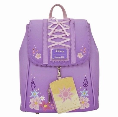 Loungefly Tangled Rapunzel Floral Flap Mini Backpack w/ Coin Bag NWT SEALED RARE