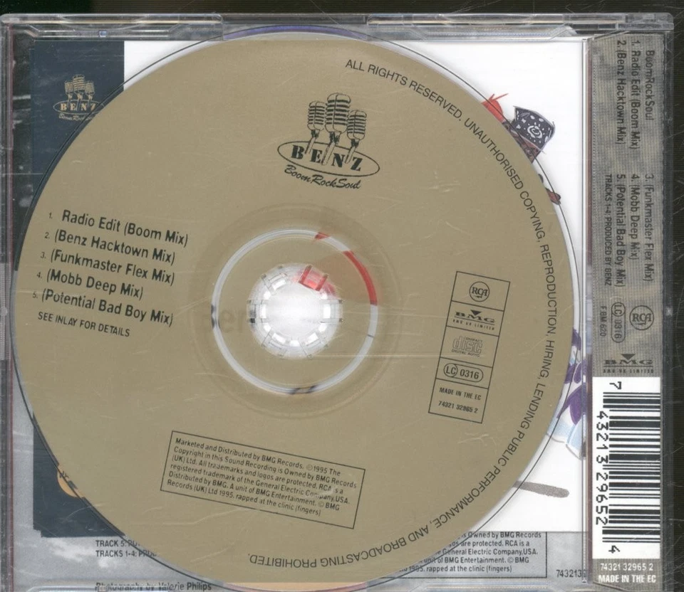 Benz Boom Rock Soul CD Europe Rca 1995 radio edit boom mix CD single with - Image 2 of 2