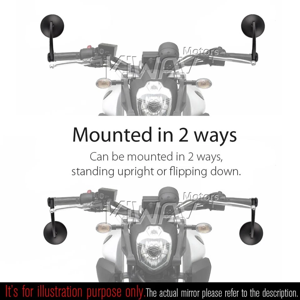 Espejos retrovisores de extremo de barra para motocicleta VAWiK ECLIPSE negro marca E se adapta a Yamaha FZ07 FZ09 MT01 Foto 3 de 4