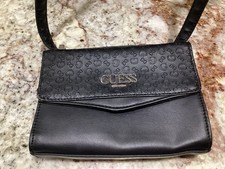 GUESS Women's Logo Embossed Trifold Wallet Clutch Bag - Black PreOwned