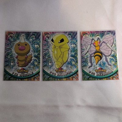 Pokemon 1999 Topps Cards Evolution Set 13 Weedle, 14 Kakuna , 15 Beedrill