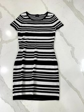 Love & Liberty Womens Black White Striped Bodycon Mini Sweater Dress Size M