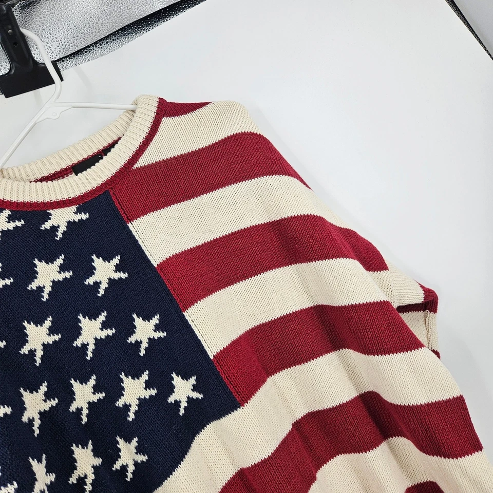 Vintage Structure American Flag Men's Sweater Crewneck Pullover Patriotic Size M - Image 3 of 4