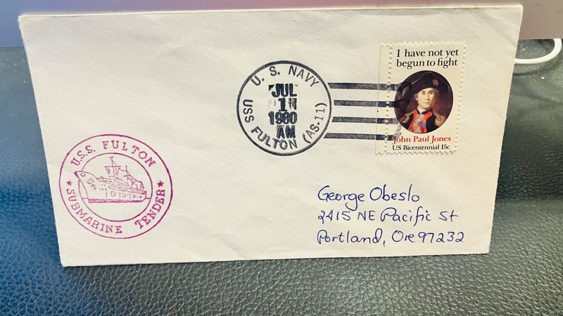 1980 ship cancel  & cachet of USS Fulton AS-11, submarine tender.