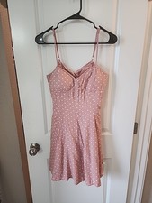 American Eagle Outfitters Pink Polka Dot Sleeveless Tie Back Sundress Size Med