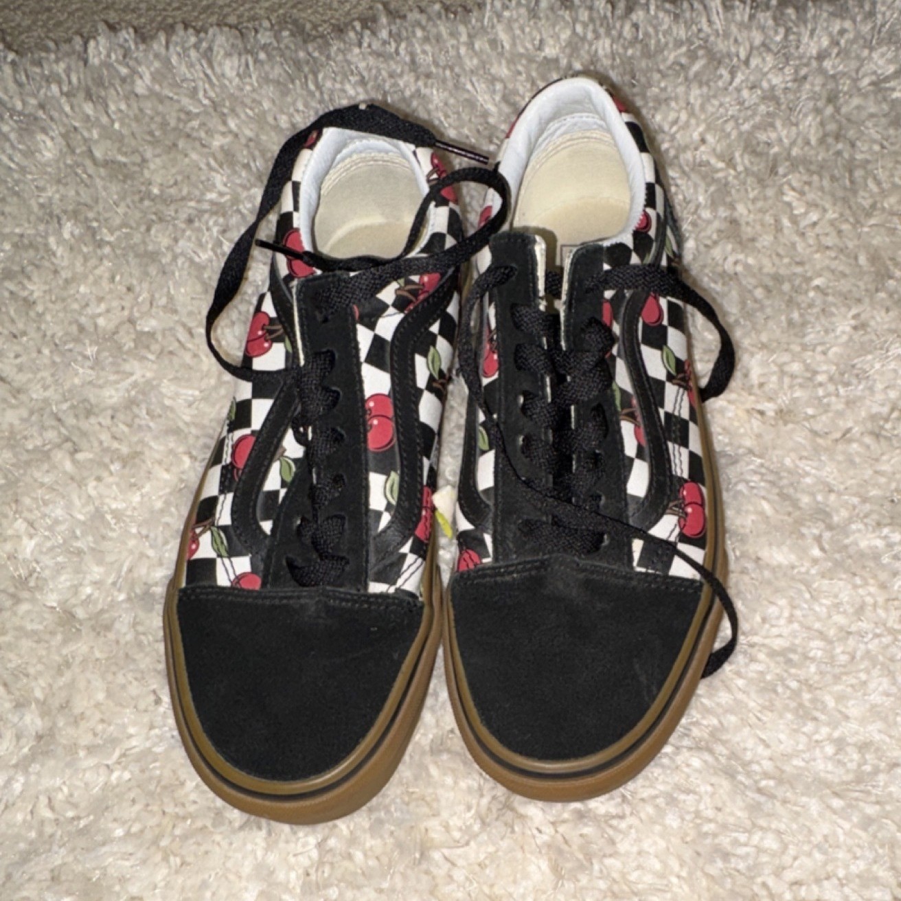 VANS Old Skool Men's Canvas Sneakers Black Checkered Cherry Lace Up Casual Shoes