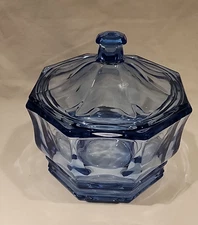 Vintage Indiana Concord Covered Candy Dish Blue Cottage Core 5"