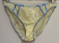 Vintage Fashion Bug Mesh Bikini Panties Yellow Blue Ribbons Sissy Sheer Size 7