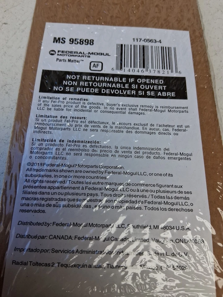 Комплект прокладок впускного коллектора Fel-Pro MS 95898 для 95–04 4Runner T100 Tacoma Tundra - Изображение 3 из 4