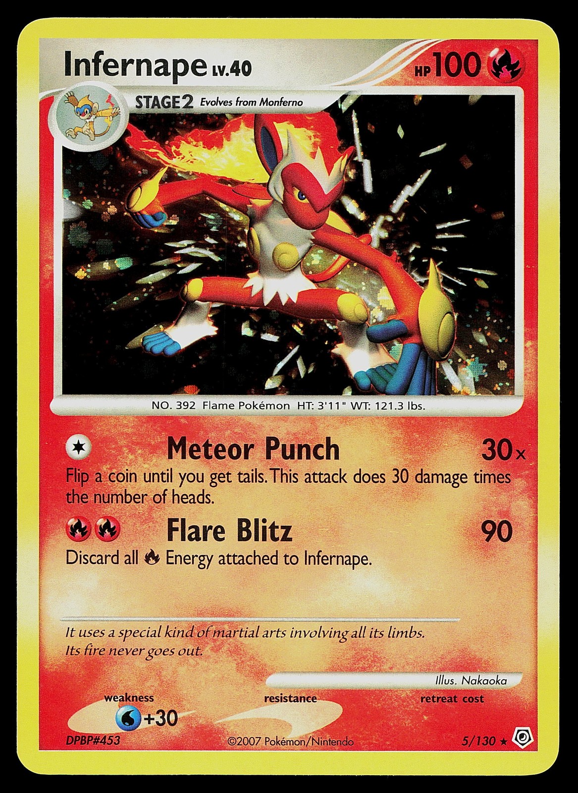 Pokemon Card - Infernape Diamond and Pearl 5/130 Holo Rare