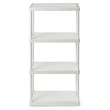 Gracious Living 4 Shelf Solid Light Duty Resin Storage Unit, White  (Used)