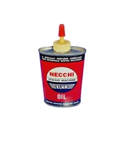 Vintage, Necchi Sewing Machine Oil, 3 oz. Tin Can w/ Plastic Top, Empty