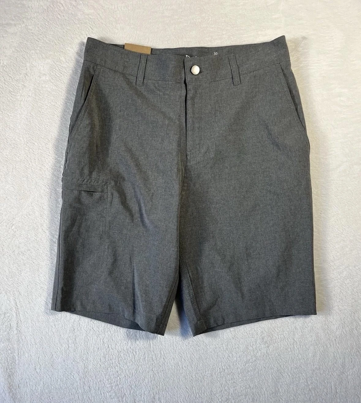 Panama Jack Chino Shorts Mens 30 Gray Stretch Microfiber Travel Zip Pockets