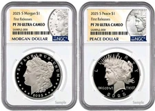 Presale 2025 S Morgan & Peace Silver Dollar $1 NGC PF70 UC First Releases FR