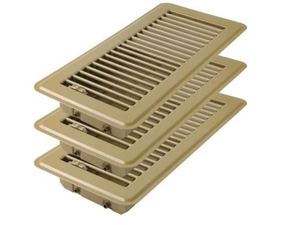 4'' x 12'' Powder-Coated Metal Vent Grates with Adjustable Airflow (Brown, 3 Pack)