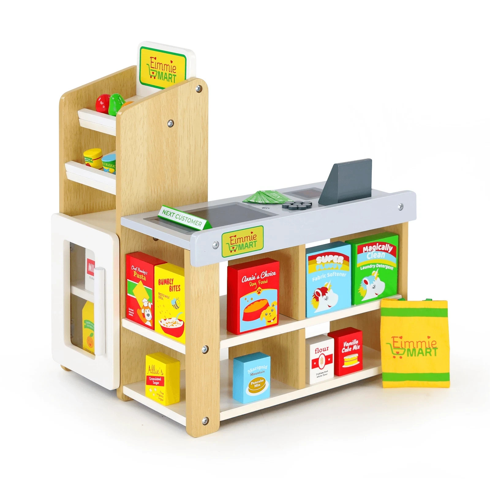 как выглядит Wooden Grocery Store Playset for 18 Inch Dolls Cash Register Food Set Toy фото