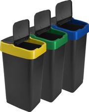 Recycling Bin Flap Lid Kitchen Waste Rubbish Bin Colour Coded Home Office 35-60L