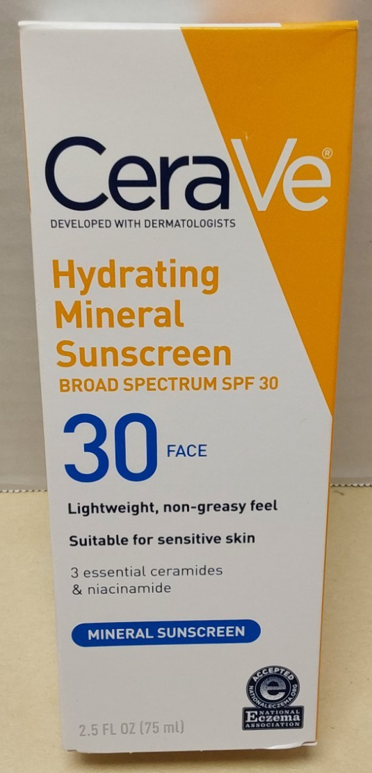 CeraVe Zinc Oxide Hydrating Mineral Sunscreen FACE Lotion - SPF 30 - 2.5oz 02/27