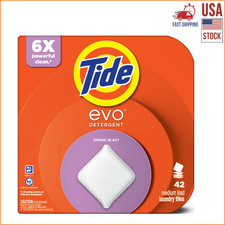 Tide Evo Laundry Detergent Tiles Spring Blast Scent 42 Count 6X Cleaning Power