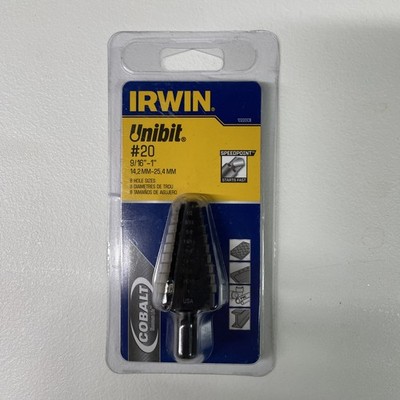 Irwin 10220CB #20 Unibit Step Drill Bit, 9/16'' - 1'', Speed Point Cobalt USA NEW
