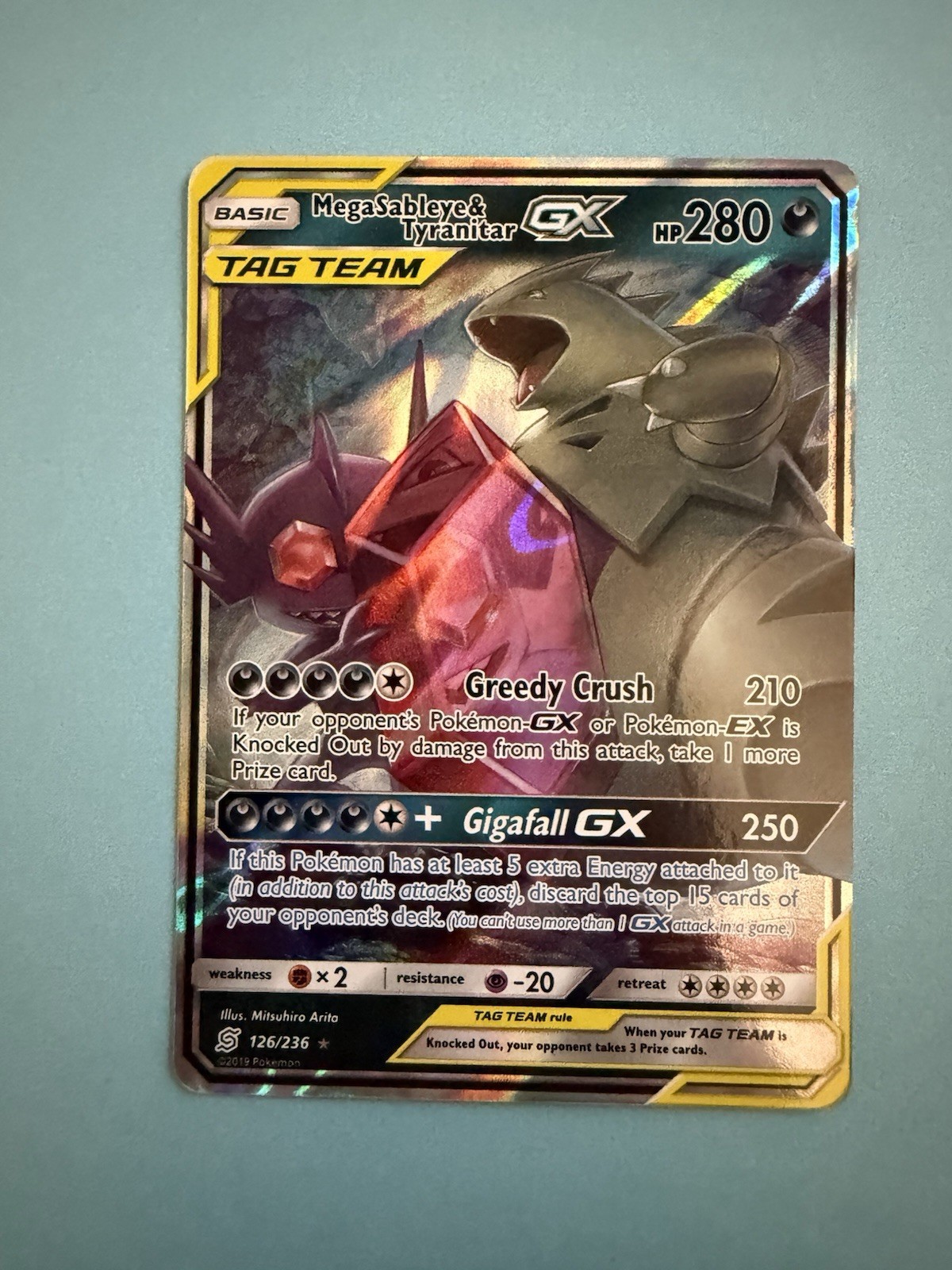 Mega Sableye & Tyranitar GX 126/236 SM Unified Minds Tag Team NM-M Condition
