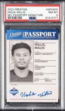 2022 PANINI PRESTIGE NFL PASSPORT SIGNATURES #NPSMW MALIK WILLIS PSA 8 AUTO