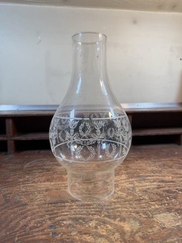 Vintage Torch And Wreath Oil Lamp glass Chimney Shade Part. 3” Prong Fitter.
