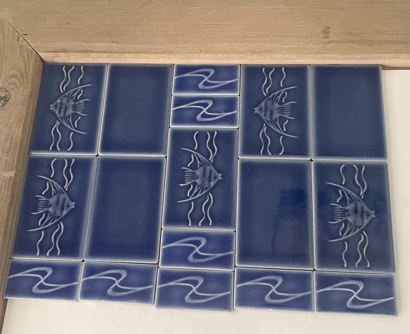 National Pool Tile Angel fish series, twilight blue YAF-60 Vintage Tiles