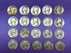 Lot of 20 1940's Washington 90% Silver Quarters (.25c X 20) SF, Denver, Philly