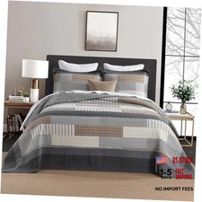 100 Cotton Oversized King Cal King 128"W x 120"L Gray/Beige/Brown/Black