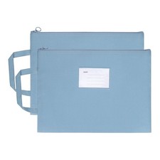 2 Pcs A4 Mesh Zipper Pouch with Handle Single-Layer, Blue 9.5 x 7.3 Inch 