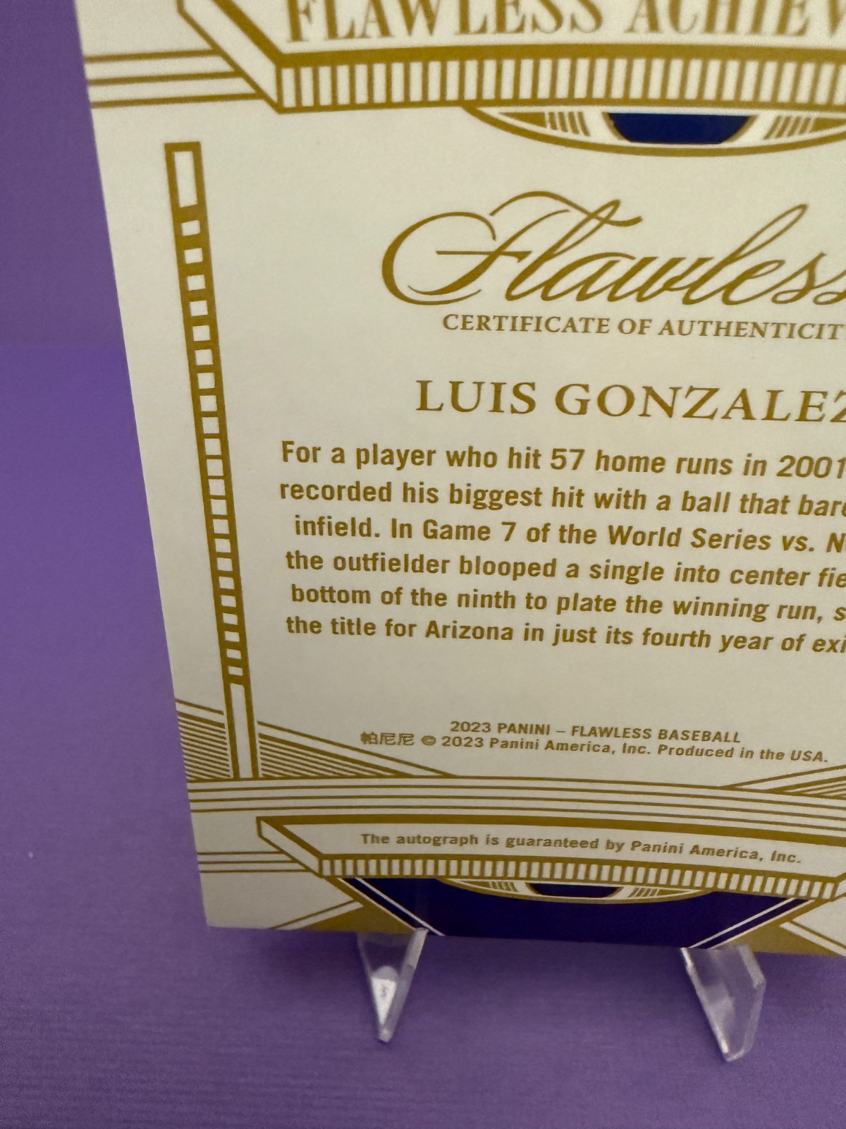 🔥 2023 Panini Flawless Luis Gonzalez Auto /25 #FA-LG DBacks NM 🔥 view 10