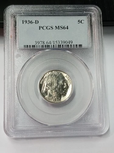 1936 D Buffalo Nickel 5C PCGS MS64
