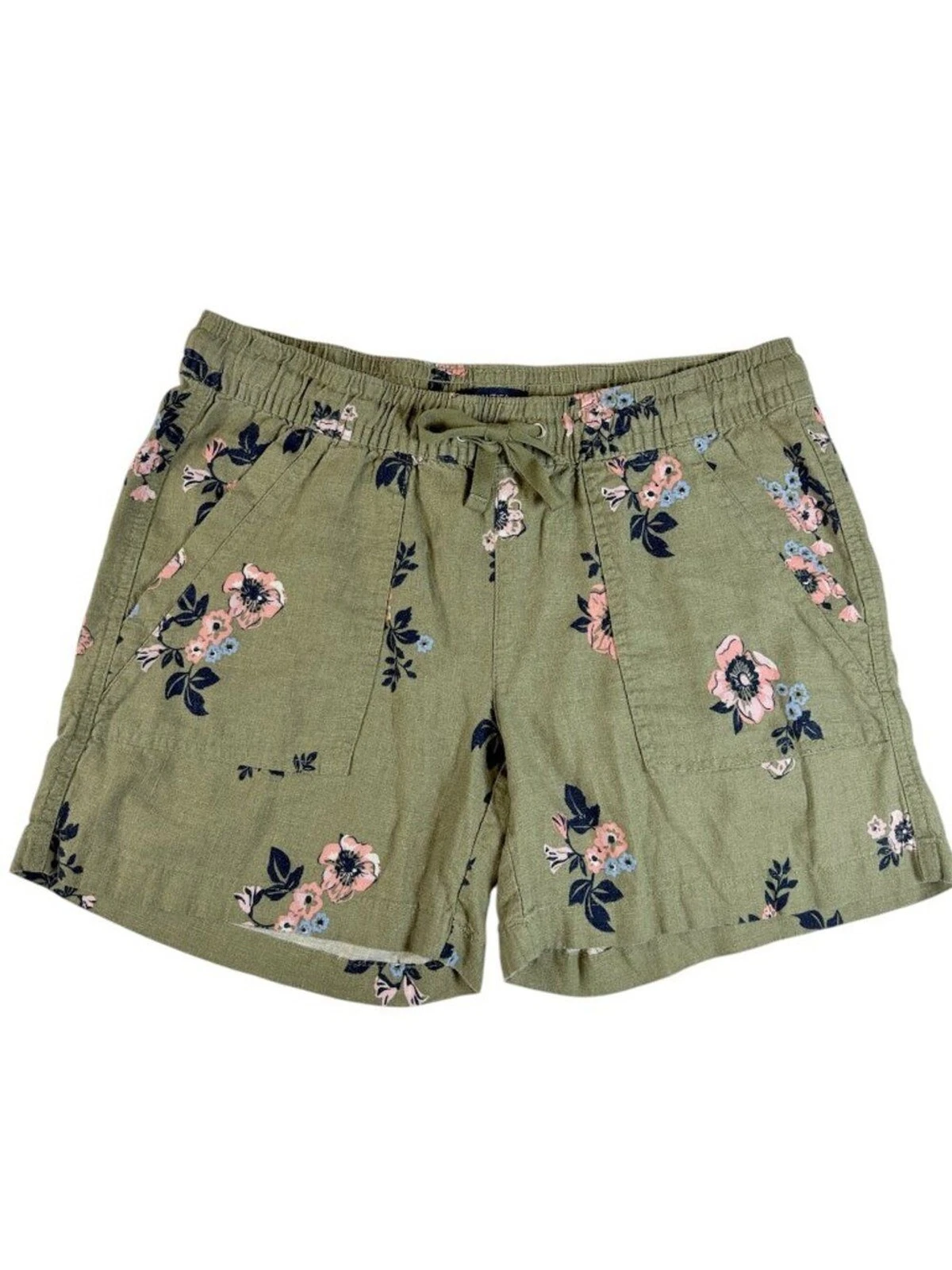 Nautica Olive Green Linen Blend Floral Shorts Elastic Waist Boho Womens Smal
Opens in a new window o