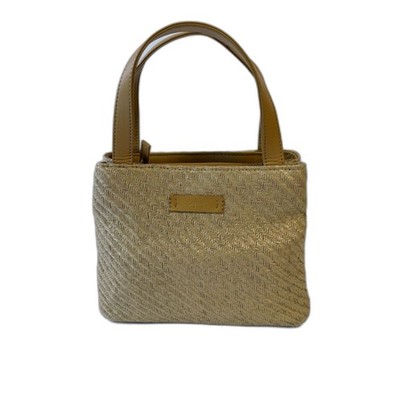 Vintage Esprit Woven Straw Handbag 90s Boho Chic Tan Mini Top Handle Bag