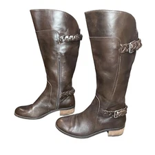 Audrey Brooke Women's Brown Leather Knee High Riding "Tony" Boots Size 7